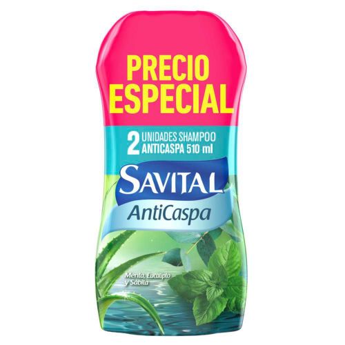 Imagen de Shampoo SAVITAL Anticaspa Menta Y Eucalipto x2und (1020  ml)