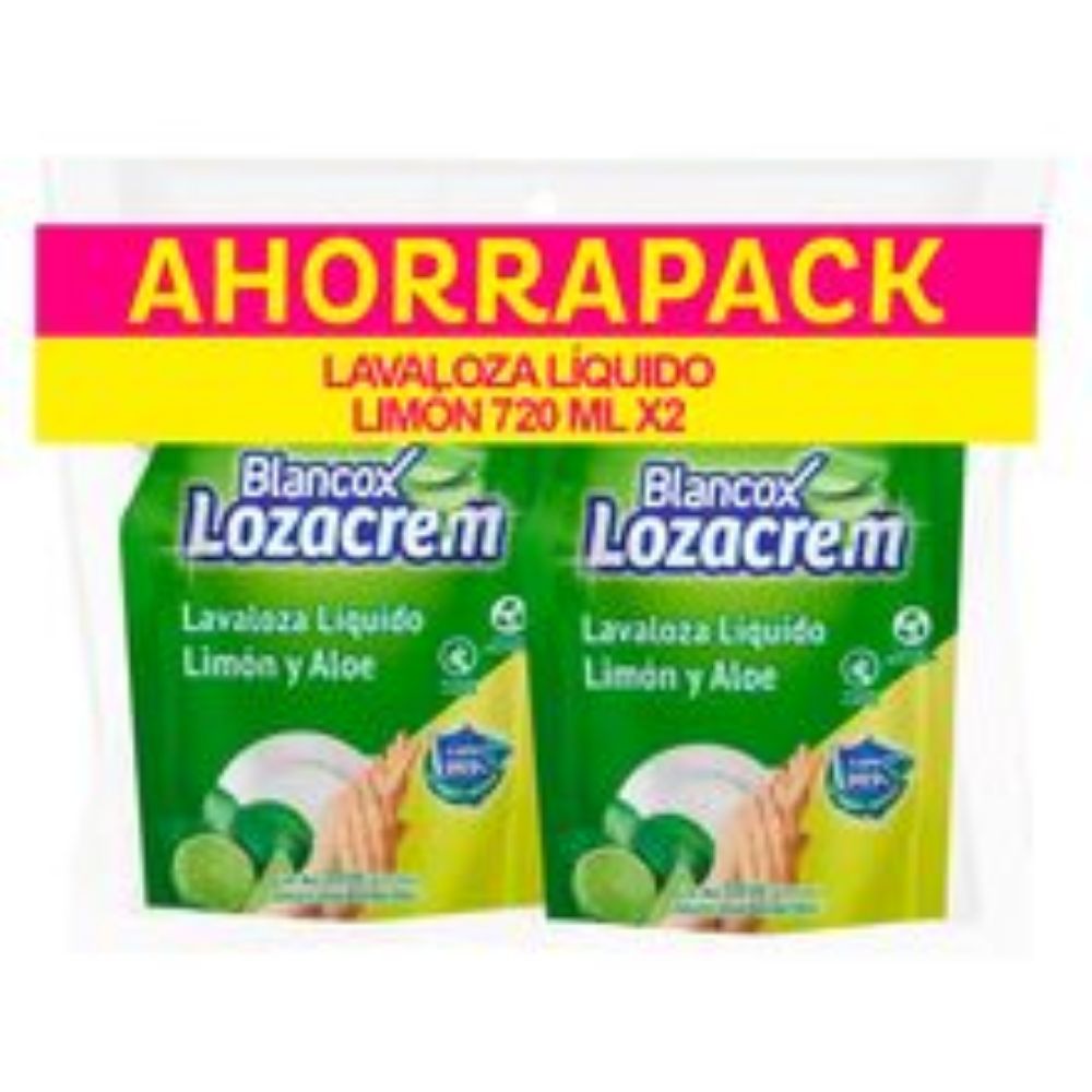 Imagen de Lavaplatos líquido BLANCOX lozacrem limón repuesto 2 unds x720 ml c/u