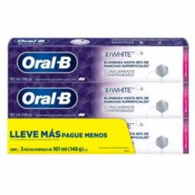 Imagen de Crema dental ORAL-B 3d white 3 unds x107 ml c/u