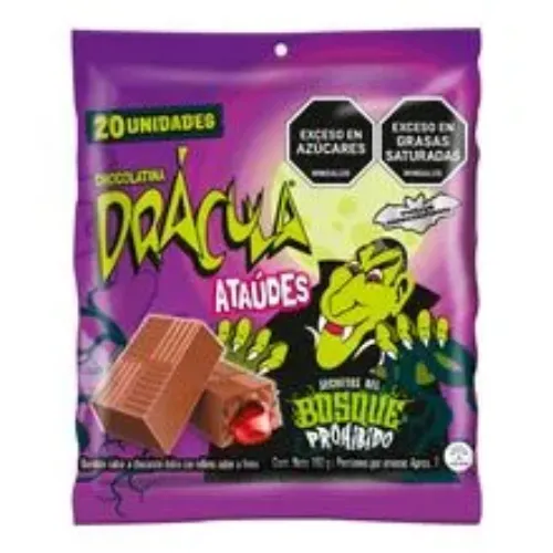 Imagen de Chocolatina DRACULA ataúd 20 unds x8 g c/u halloween
