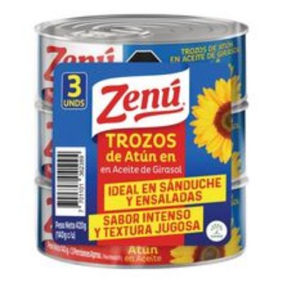 Imagen de Atún ZENÚ en aceite de girasol 3 unds x91 g c/u