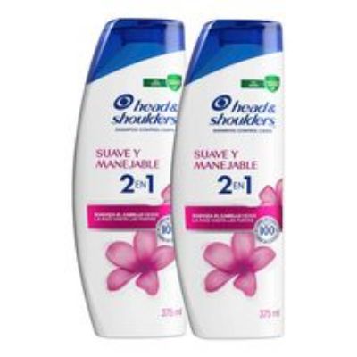 Imagen de Shampoo HEAD & SHOULDERS 2 en 1 suave y manejable 2 unds x375 ml c/u