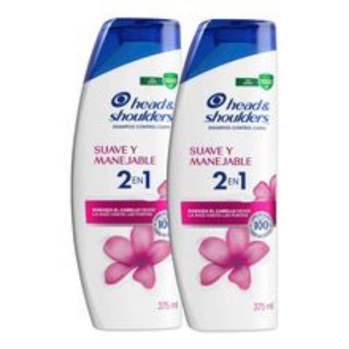 Imagen de Shampoo HEAD & SHOULDERS 2 en 1 suave y manejable 2 unds x375 ml c/u
