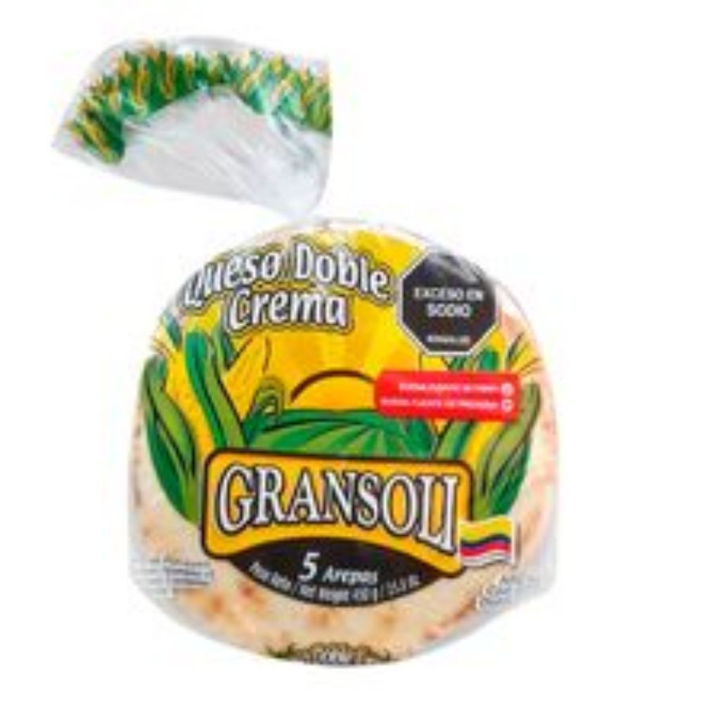 Imagen de Arepa GRANSOLI queso doble crema 5 unds x450 g