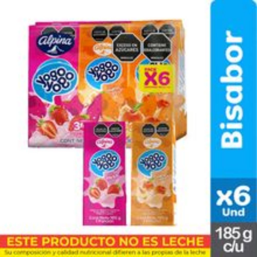 Imagen de Yogo yogo ALPINA melocotón y fresa 6 unds x185 g c/u