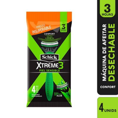 Imagen de Máquina de afeitar SCHICK xtreme3 piel sensible (4  und)