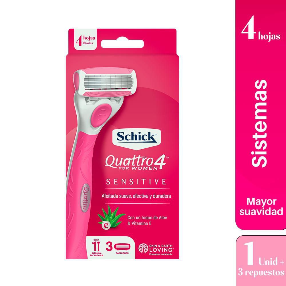 Imagen de Máquina de afeitar SCHICK quattro women + repuestos (1  und)