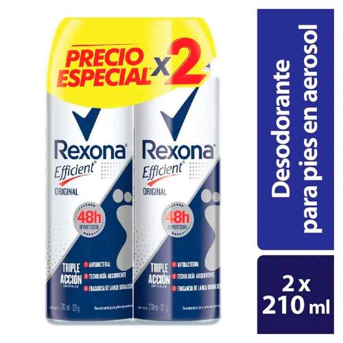Imagen de Desodorante REXONA efficient aerosol original 2 unds x210 ml c/u precio especial