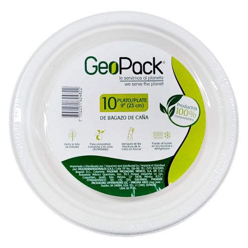 Imagen de Platos desechables GEOPACK compostable bagazo de caña 25 cm