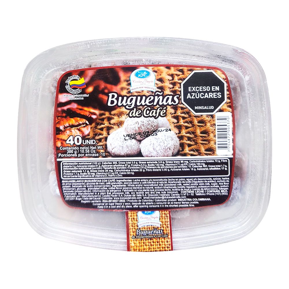 Imagen de Bugueñitas de manjar blanco con cefé DULCES DEL VALLE x300 g