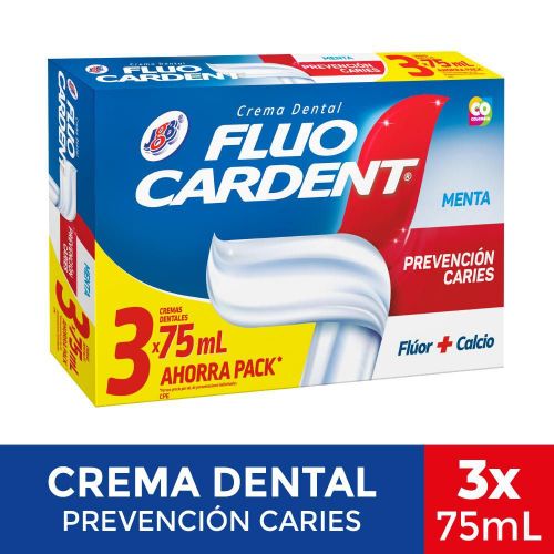 Imagen de Crema dental  FLUOCARDENT prevención caries x3und menta (225  ml)
