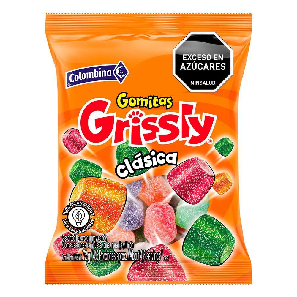 Imagen de Gomitas GRISSLY sabor a frambuesa, naranja y limón (72  gr)