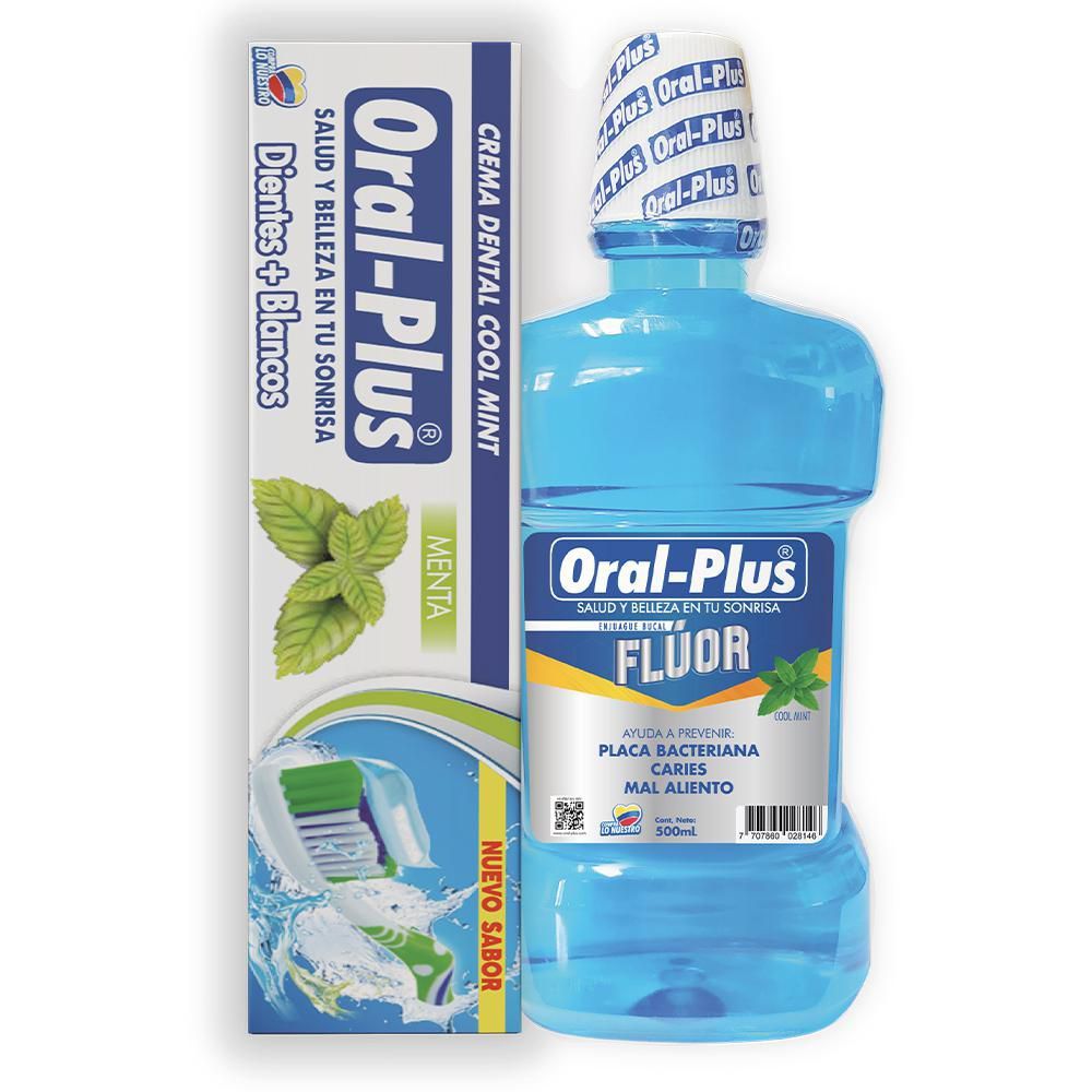 Imagen de Enjuague bucal ORALPLUS  + crema dental cool mint (620  gr)