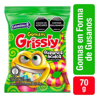 Imagen de Gomitas GRISSLY ácidas sabor a fresa  (70  gr)