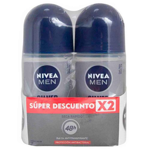 Imagen de Desodorante NIVEA rollon silver 2 unds x50 g c/u