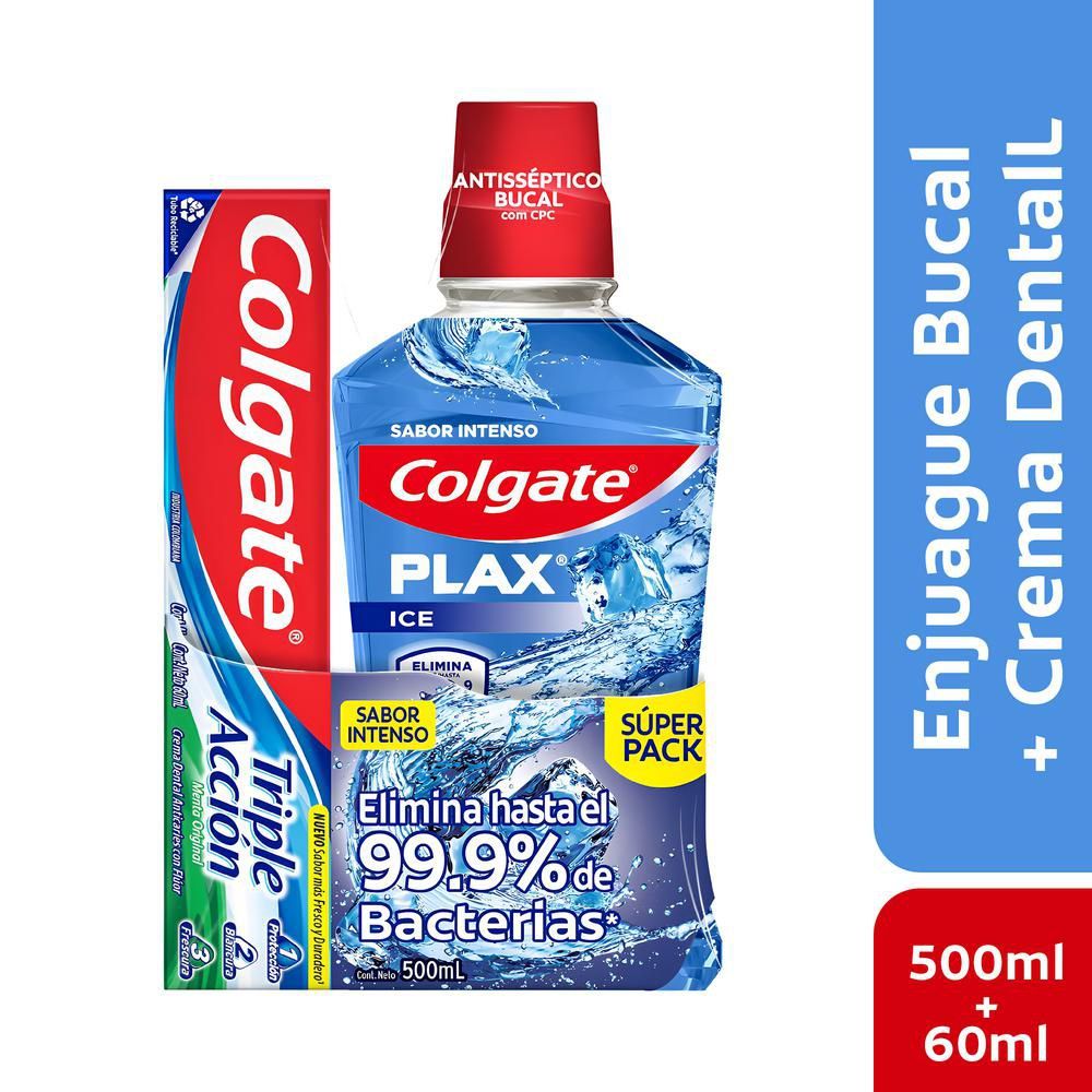 Imagen de Enjuague bucal COLGATE ice + crema dental triple acción (2  UNIDAD)