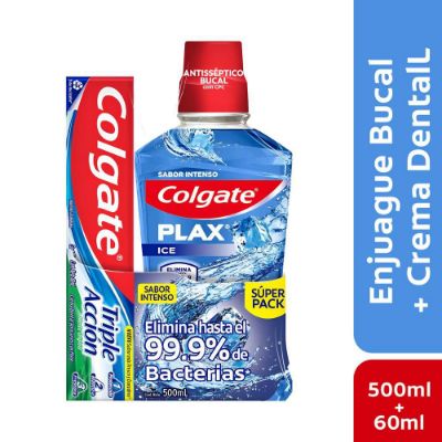 Imagen de Enjuague bucal COLGATE ice + crema dental triple acción (2  UNIDAD)