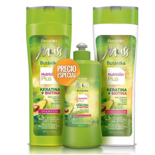 Imagen de Shampoo MUSS x400 ml + acondicionador alta nutrición x400 ml gratis crema de peinar