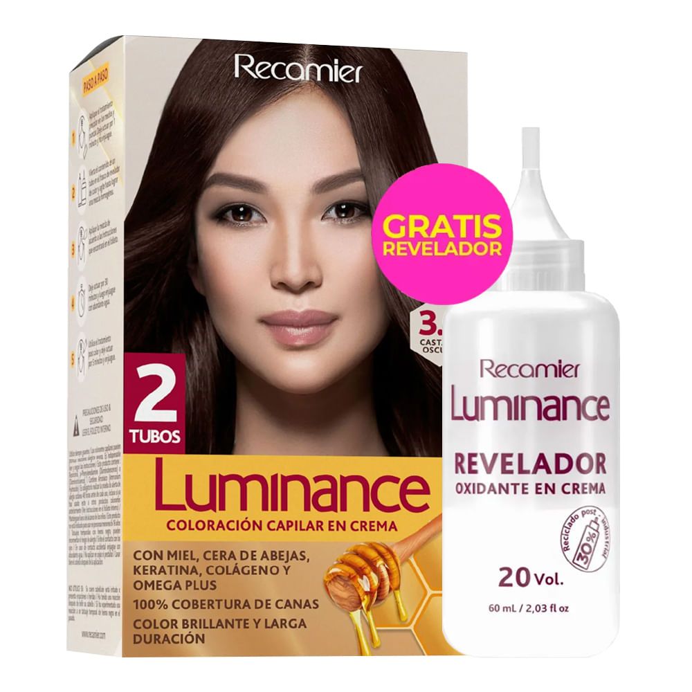 Imagen de Tinte LUMINANCE castaño oscuro + revelador precio especial N.° 3.0