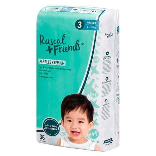 Merkko | Pañales RASCAL + FRIENDS premium, talla 3 (36 und)