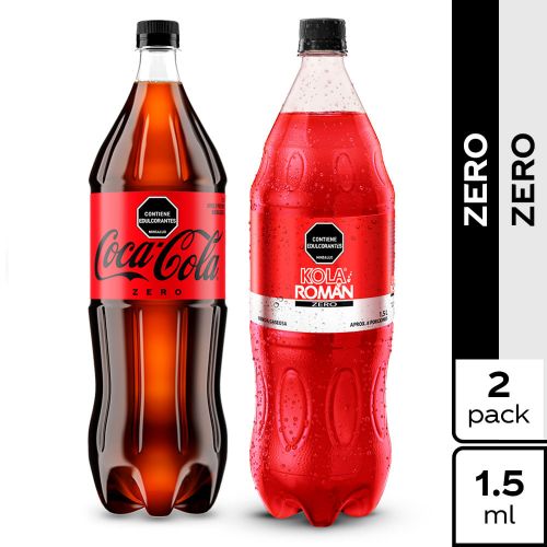 Imagen de Gaseosa Coca-Cola Zero 1.5L + Kola Román Zero 1.5L