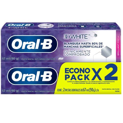 Imagen de Crema dental ORAL-B blanqueadora 2 unds x67 ml c/u