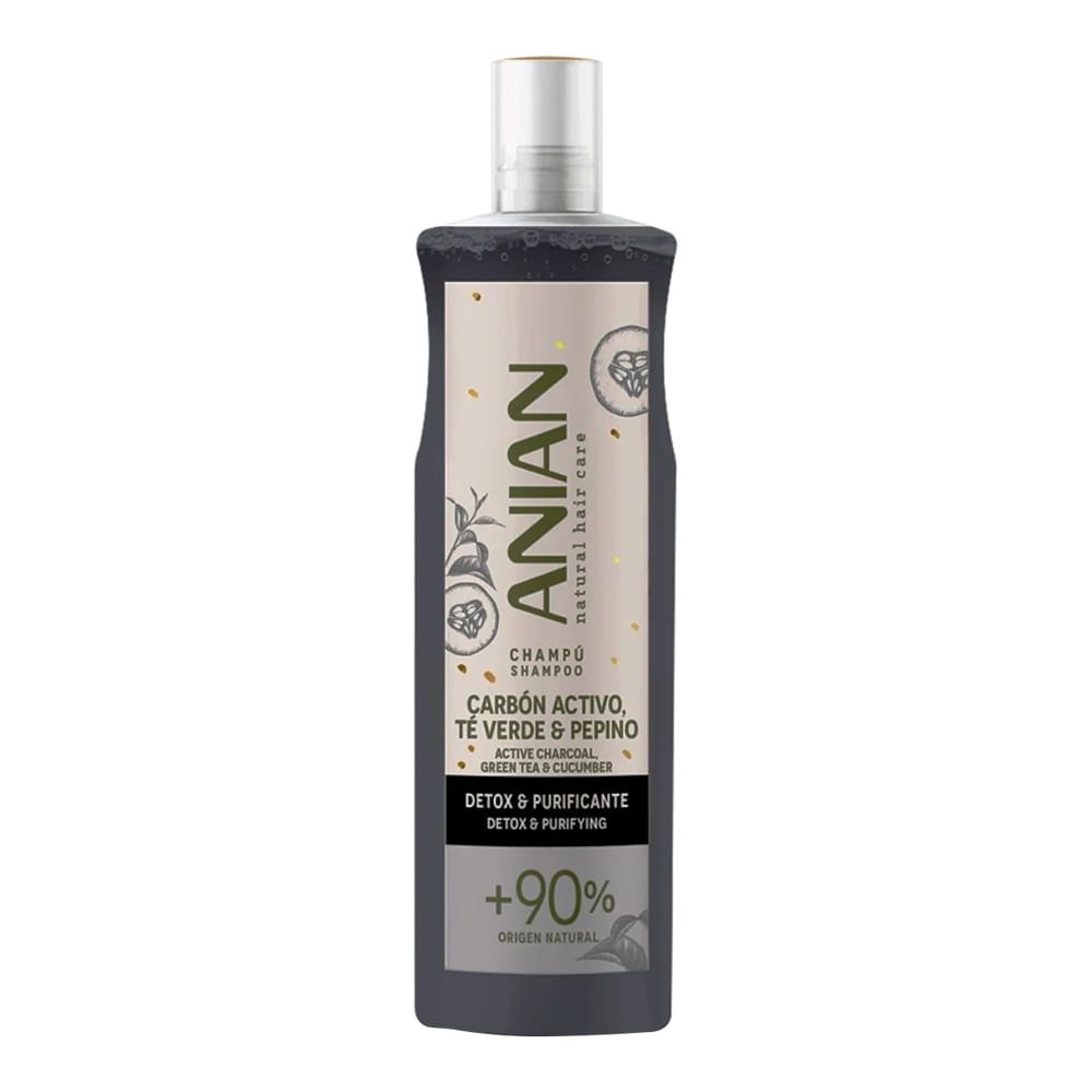 Imagen de Shampoo ANIAN carbón activo, té verde y pepino x400 ml