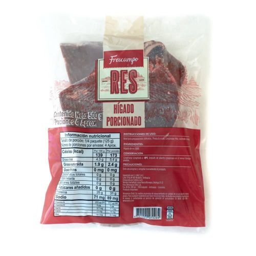 Imagen de Hígado de res FRESCAMPO porcionado (500  gr)