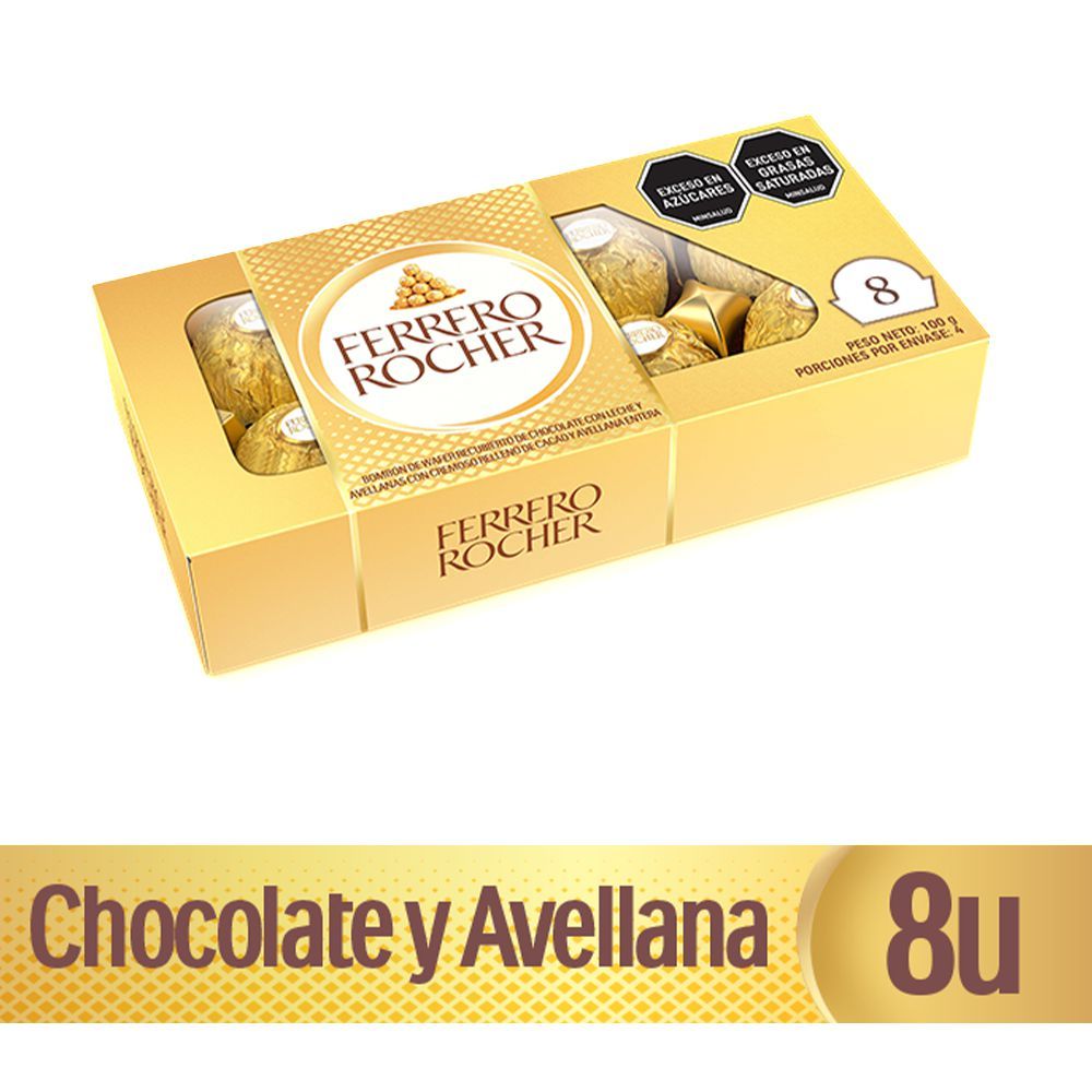 Imagen de Bombones de chocolate FERRERO ROCHER chocolate y avellana (100  gr)
