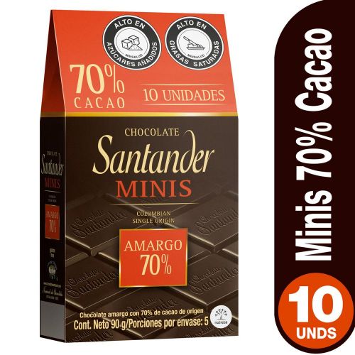 Imagen de Chocolates SANTANDER minis 70% cacao (90  gr)