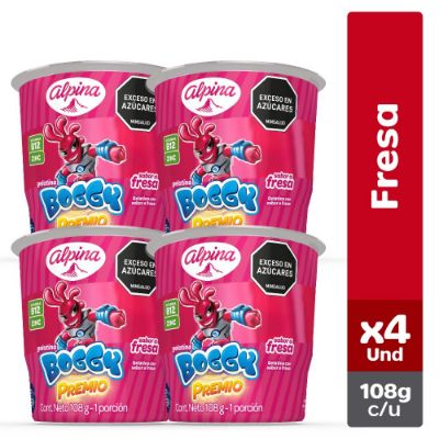 Imagen de Gelatina Fresa Vaso Fourpack BOGGY 432  gr
