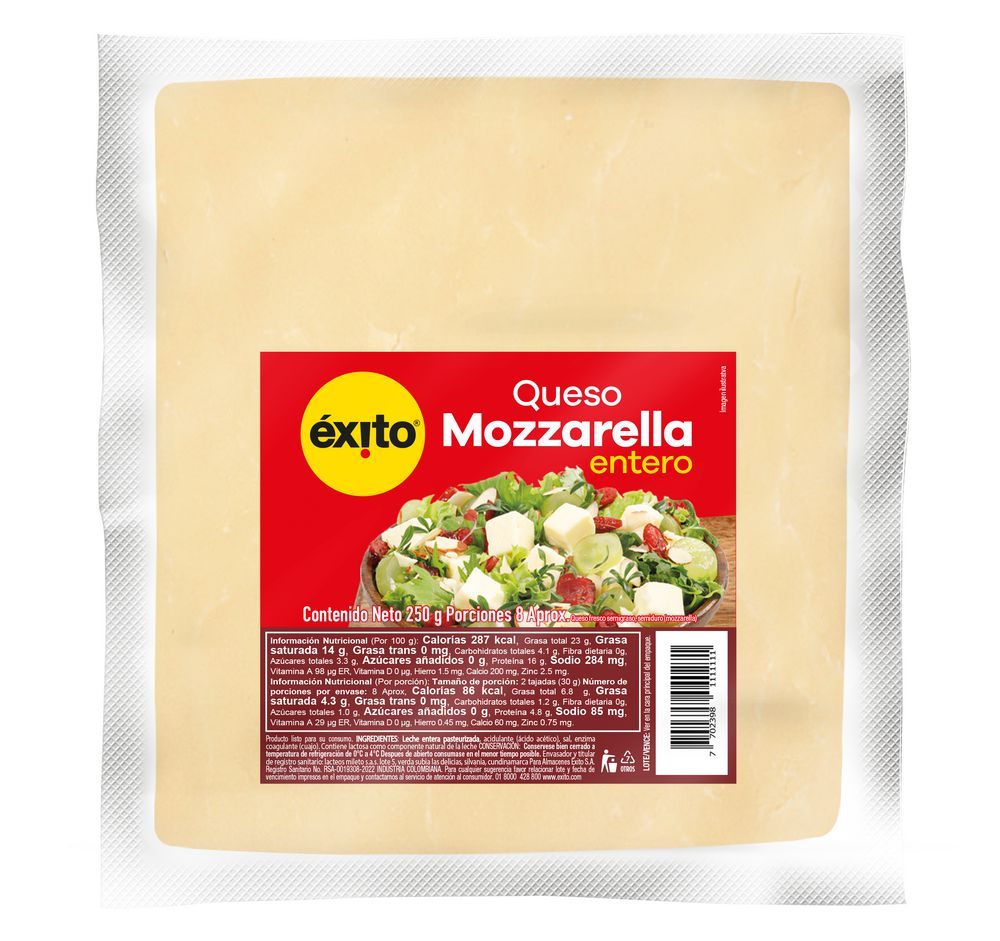 Imagen de Queso  EXITO MARCA PROPIA mozarella entero (250  gr)
