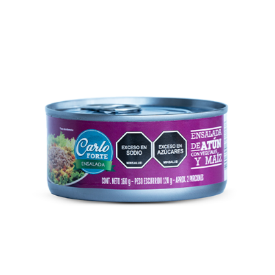 Imagen de ENSALADA ATÚN CON VEGETALES Y MAÍZ CARLO FORTE 160 G