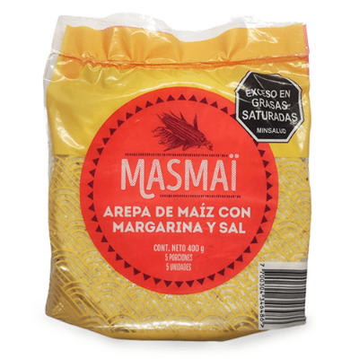Imagen de AREPA MAÍZ MARGARINA SAL MASMAI 5UX400G