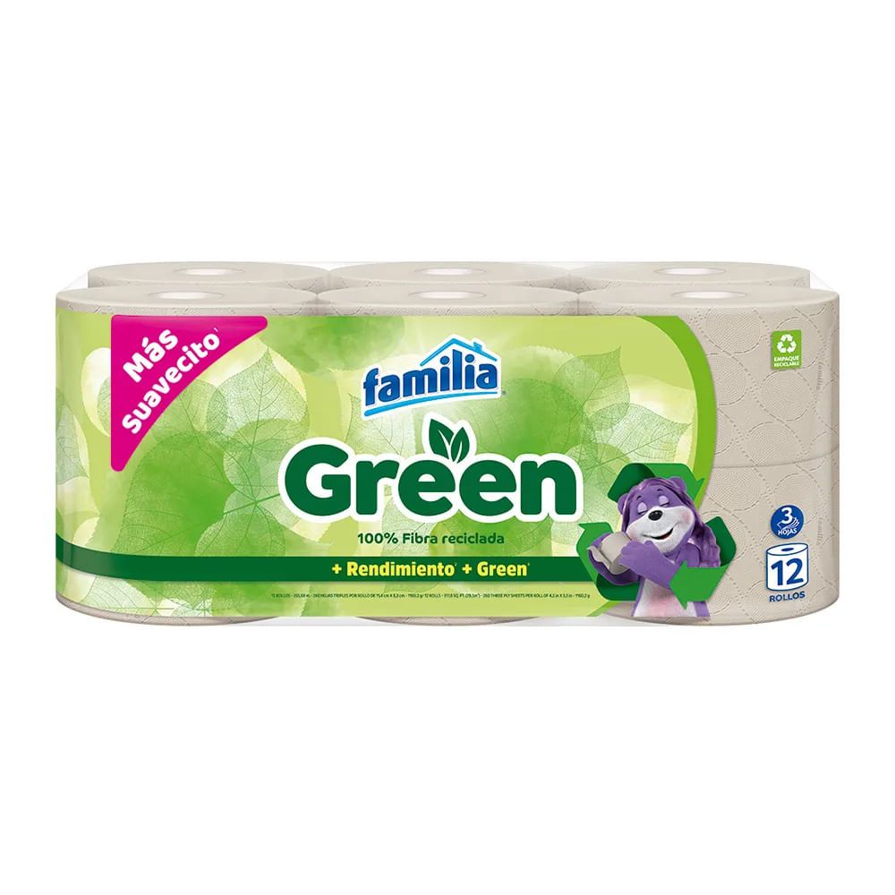 Imagen de Papel higiénico FAMILIA green 12 rollos x355,68 metros