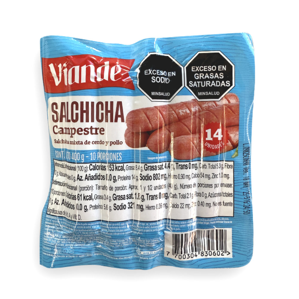 Imagen de SALCHICHA CAMPESTRE VIANDÉ 400 GR