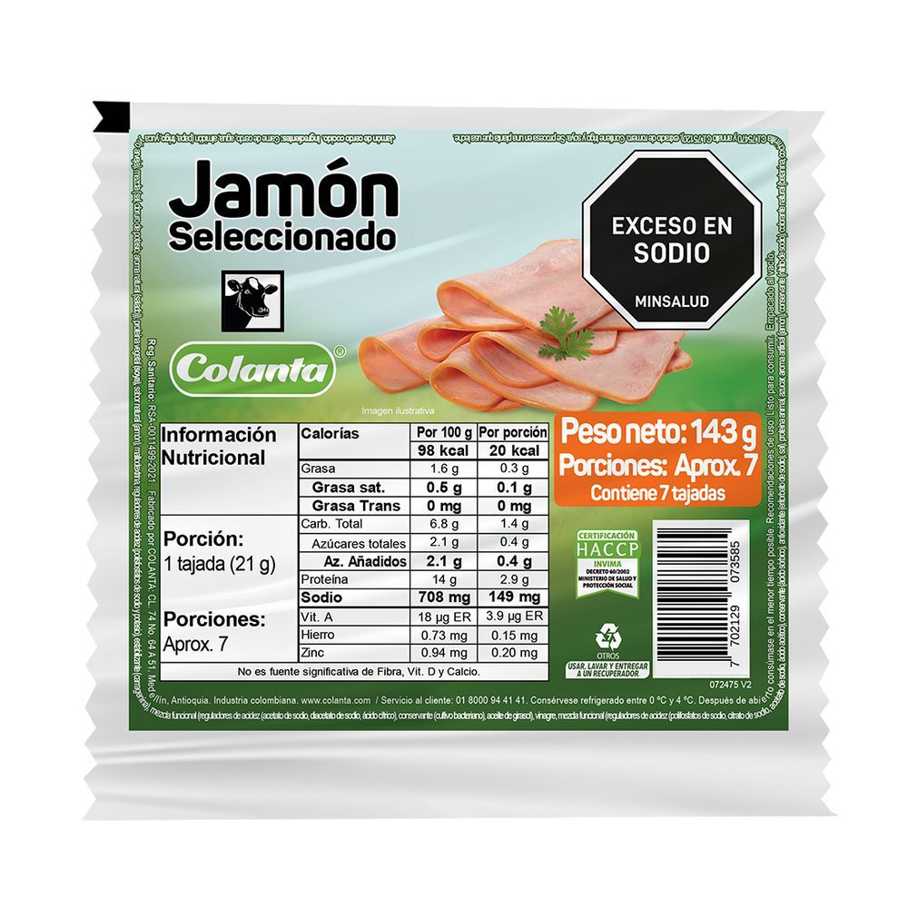Imagen de Jamón  COLANTA seleccionado (143  gr)