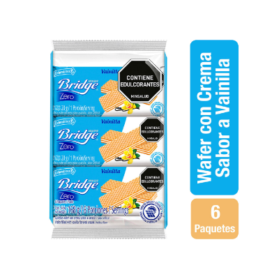 Imagen de GALLETA WAFER VAINILLA SIN AZUCAR BRIDGE 6 PK