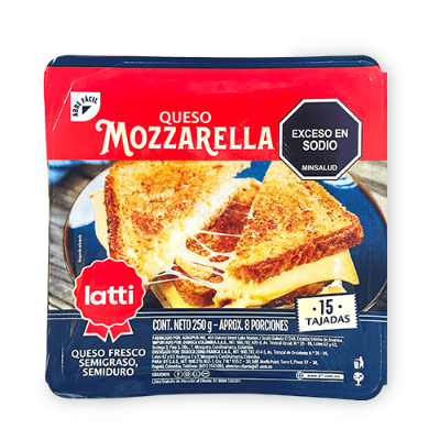 Imagen de QUESO MOZZARELLA TAJADO X 250G LATTI