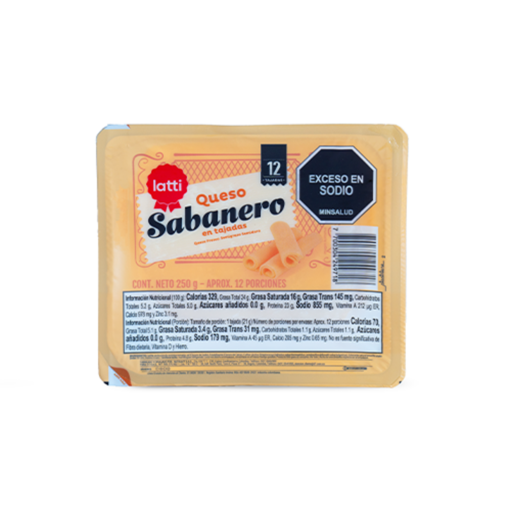 Imagen de QUESO SABANERO TAJADO LATTI 250 G