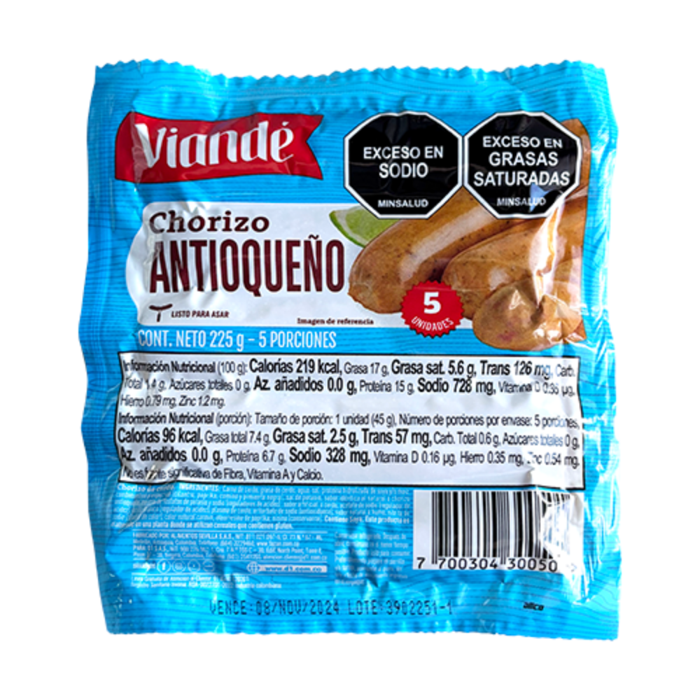 Imagen de CHORIZO ANTIOQUEÑO VIANDÉ 225G