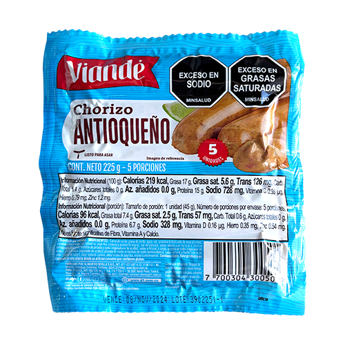 Imagen de CHORIZO ANTIOQUEÑO VIANDÉ 225G