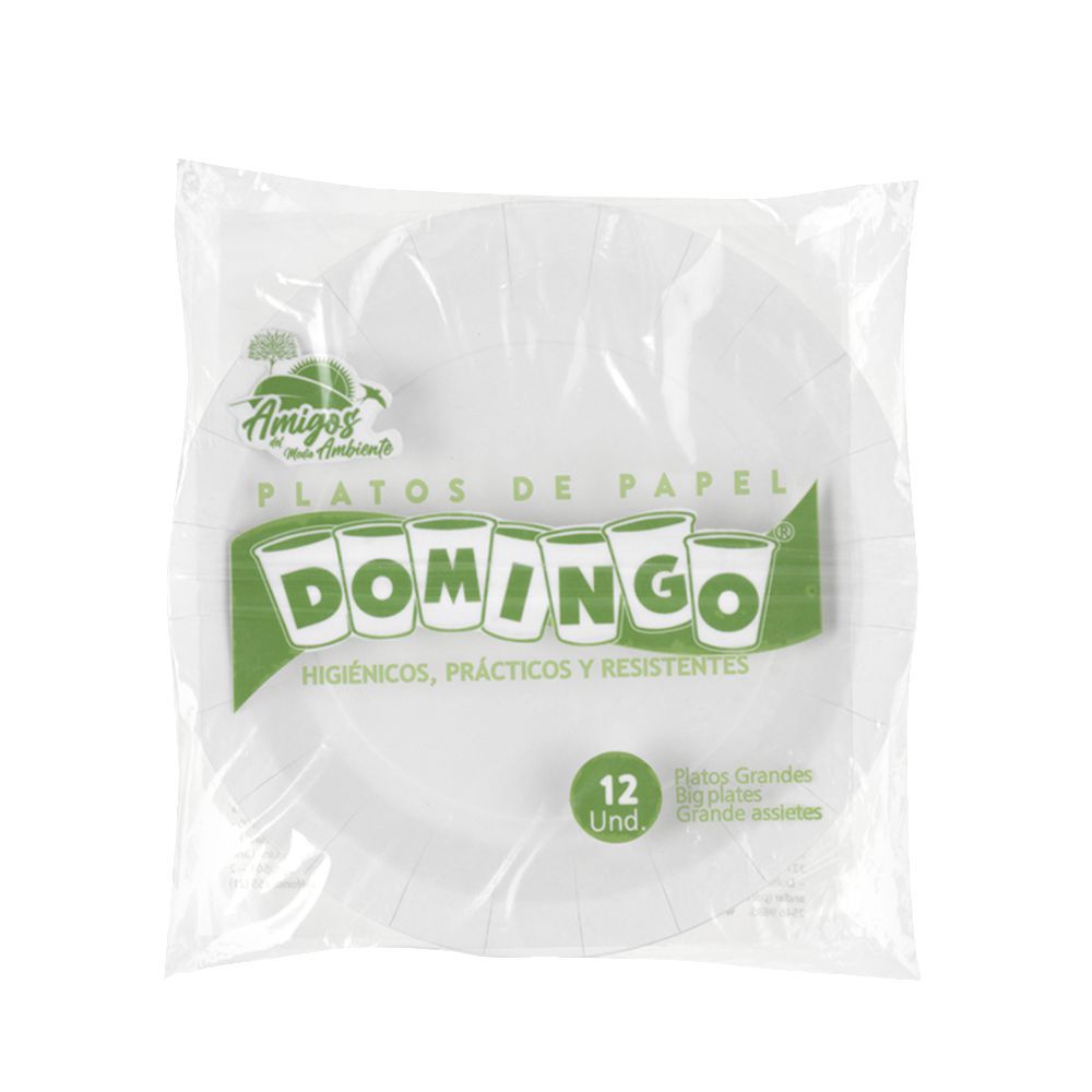 Imagen de Platos desechables DOMINGO de papel 22 cm