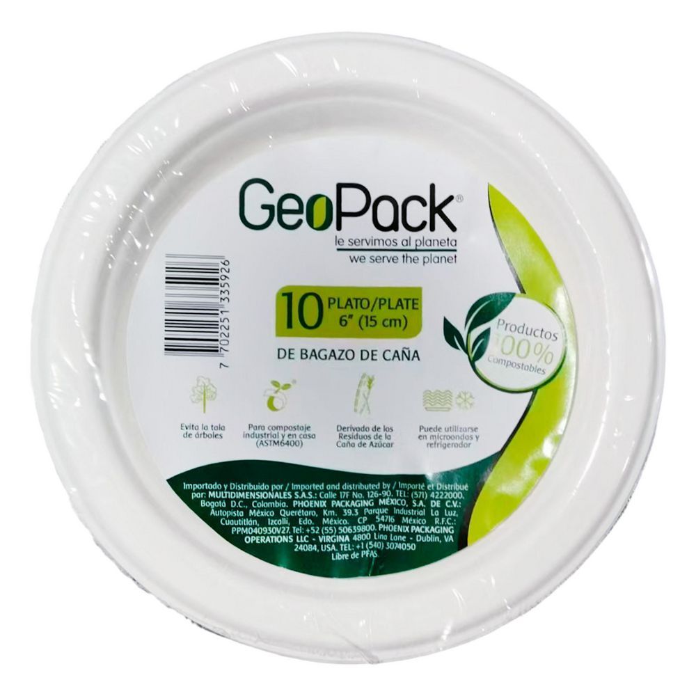 Imagen de Platos desechables GEOPACK compostable 15 cm