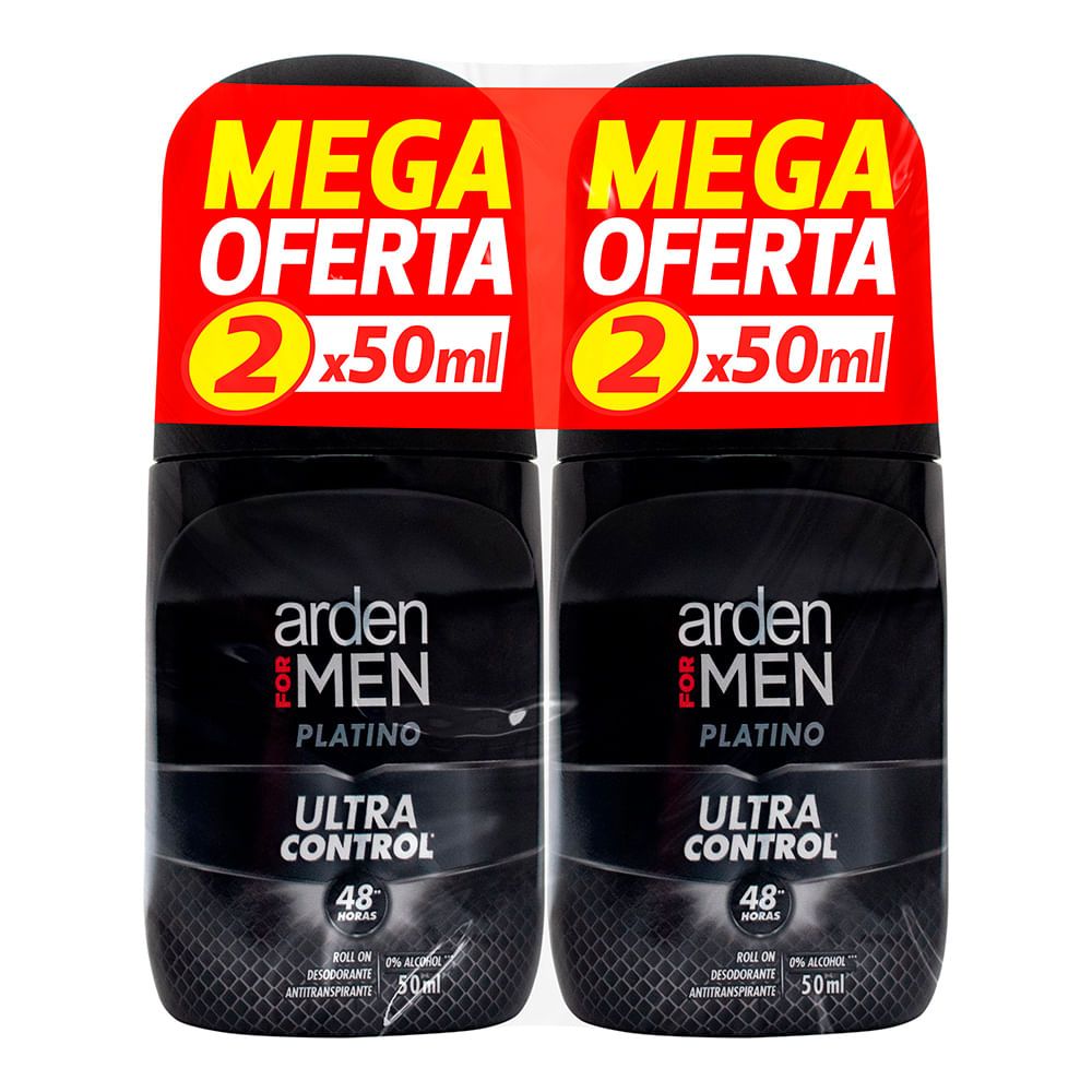 Imagen de Desodorante ARDEN FOR MEN roll on platino 2 unds x50 ml c/u