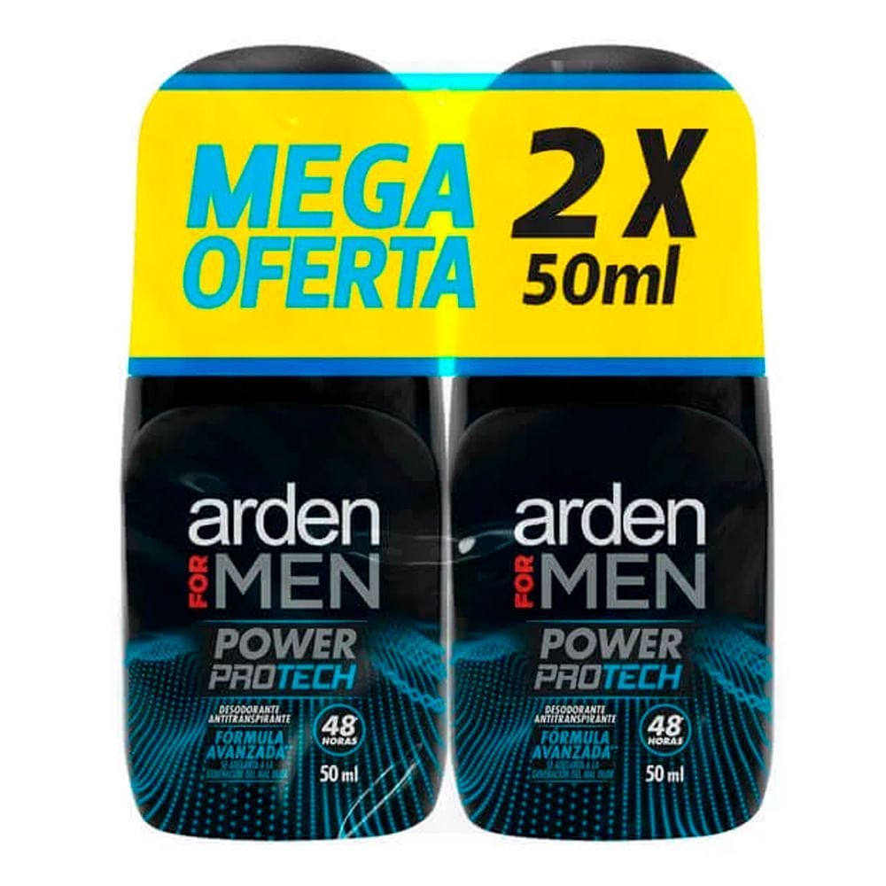 Imagen de Desodorante ARDEN FOR MEN roll on protech 2 unds x50 ml c/u