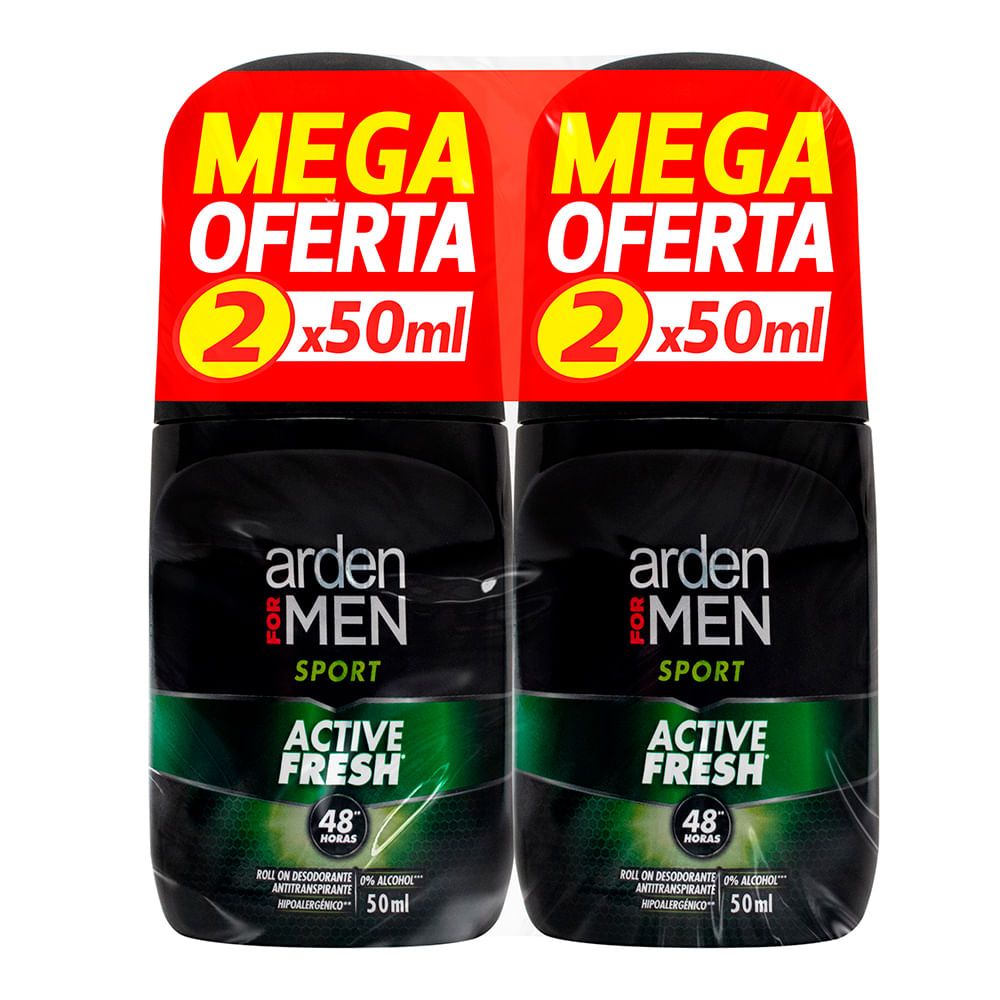 Imagen de Desodorante ARDEN FOR MEN roll on sport 2 unds x50 ml c/u