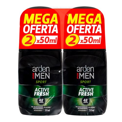 Imagen de Desodorante ARDEN FOR MEN roll on sport 2 unds x50 ml c/u