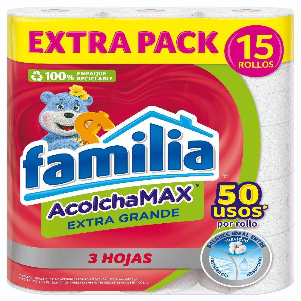 Imagen de Papel Higienico Extra Pack 15 FAMILIA Papel Higiénico  (1  und)