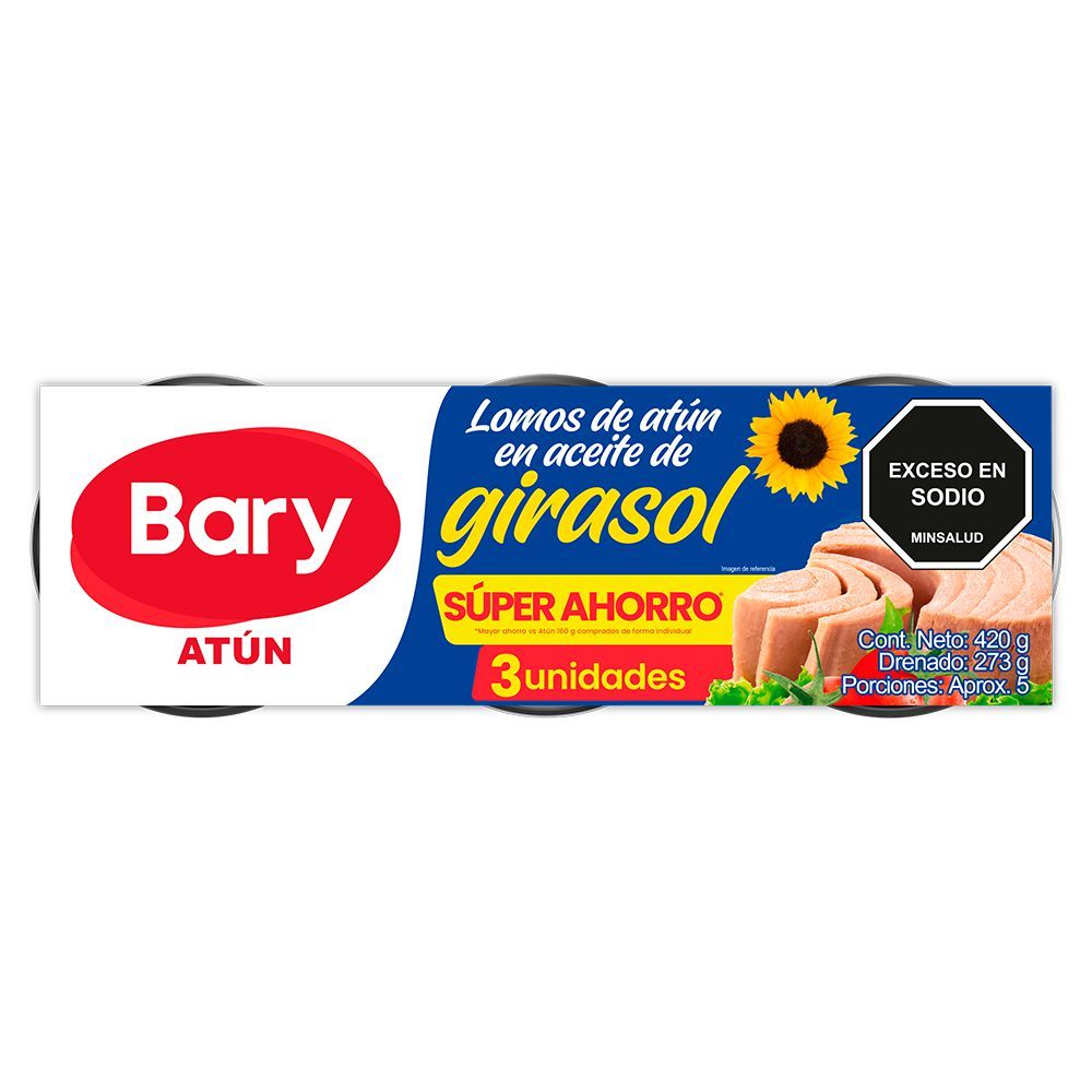 Imagen de Lomitos de atún BARY pack en aceite de girasol (273  gr)